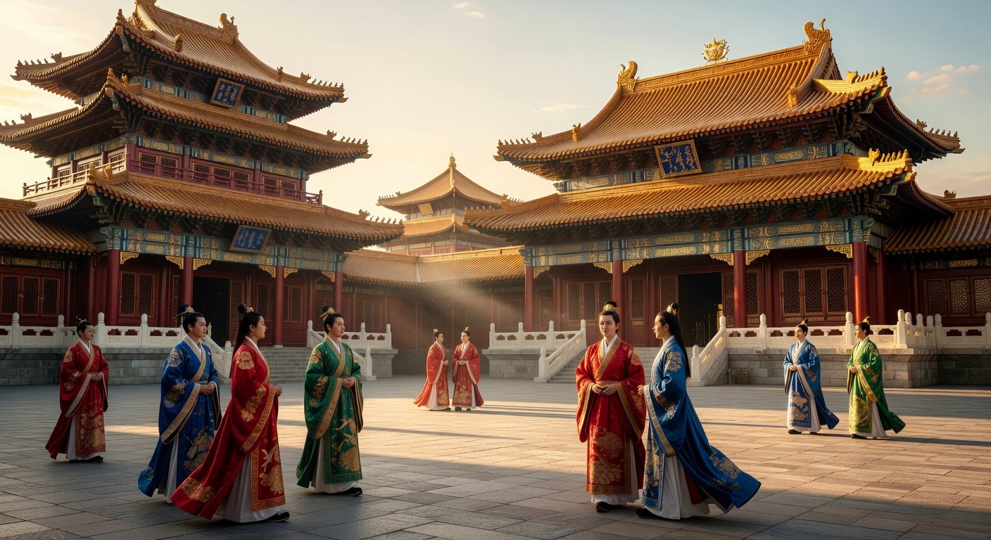 中国宮殿の美しいシーン